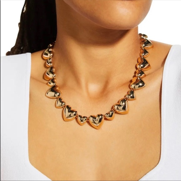 DANNIJO Gold Abbey 10k Goldplated Heart Collar NWT - Picture 2 of 8